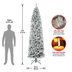 9 ft. Acacia Flocked Slim Tree Slim|Unlit
