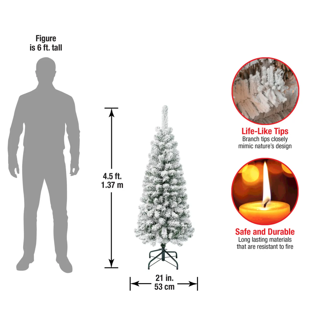 New 4.5 ft. Acacia Pencil Slim Flocked Tree Pencil Slim|Unlit