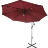 10 ft. Cantilever Umbrella with Solar Power LED Lights, Red Patio Furniture