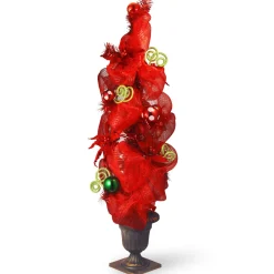 Sale 4 ft. Decorative Collection Red Ribbon Entrance Tree Decorative Accents