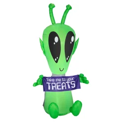 Hot 7 ft. Halloween Alien with Sign Inflatable Decoration with LED Lights Inflatable Decorations