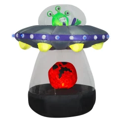 Hot 6 ft. Halloween Animated Alien Spacecraft Inflatable Decoration with LED Lights Animated Decorations
