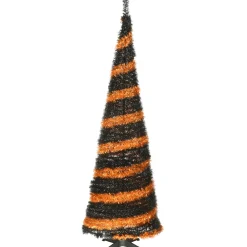 Sale 7.5 ft. Halloween Black and Orange Tinsel Tree Trees