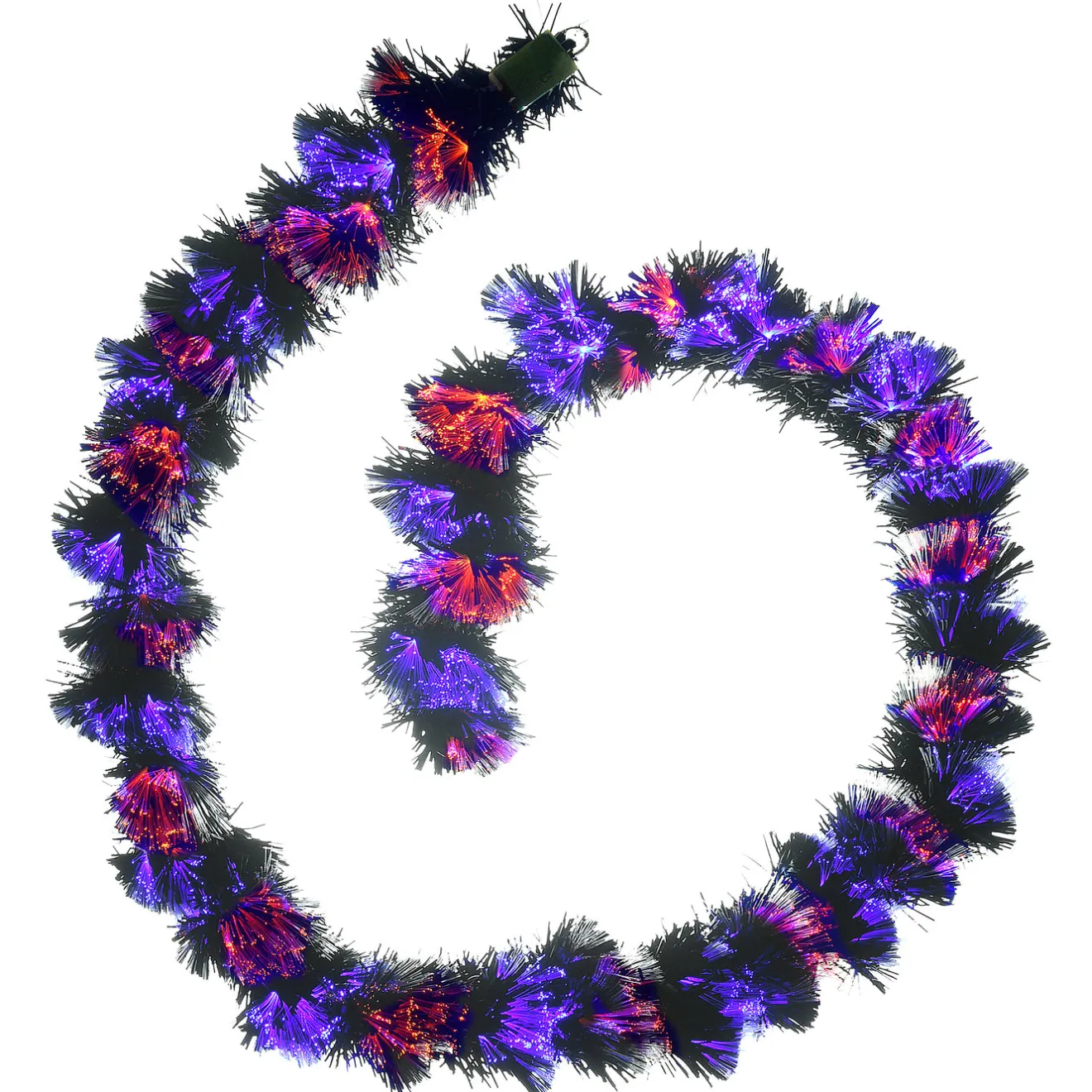 Online 9 ft. Halloween Black Fiber Optic Garland with Purple and Orange Lights Garlands