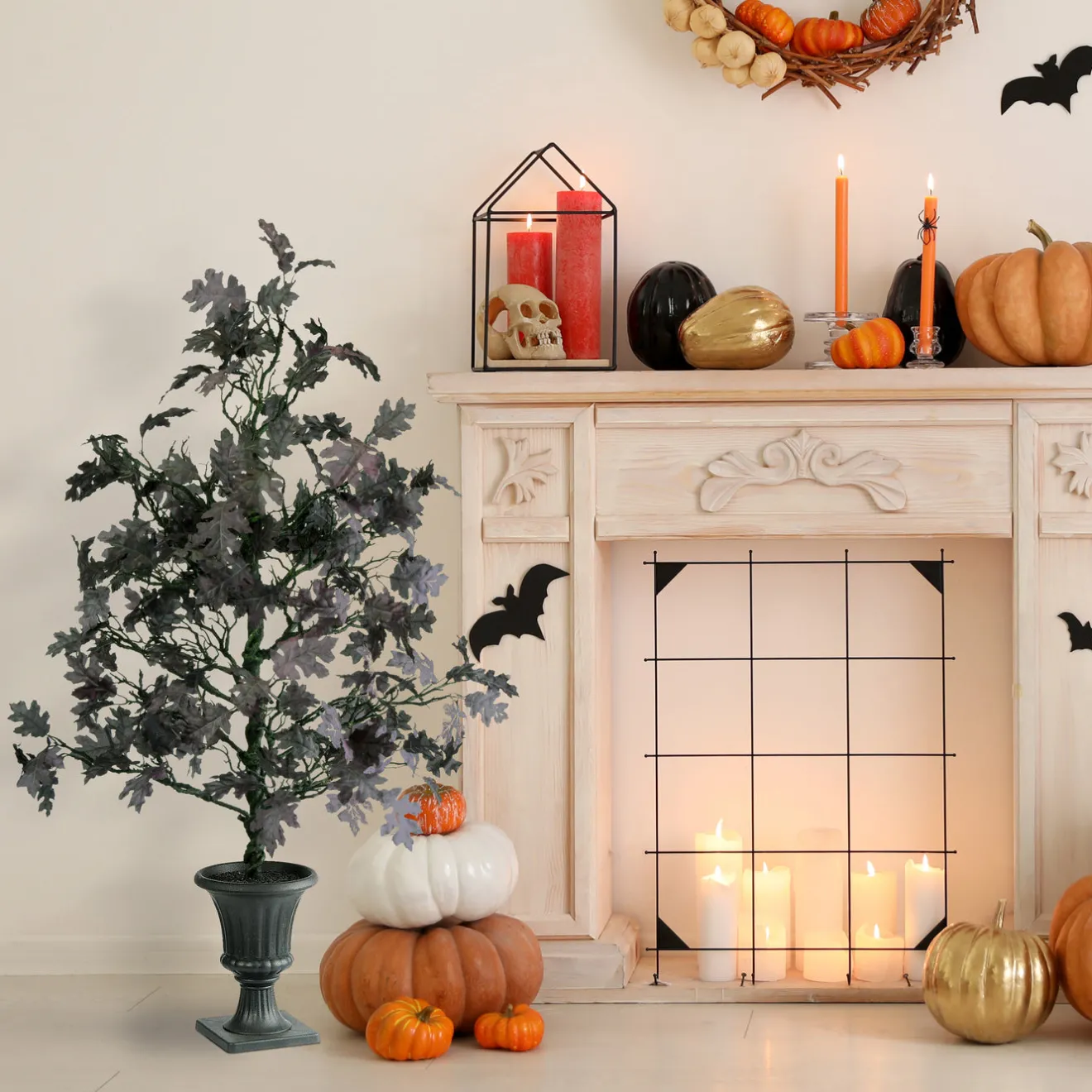 Best 4 ft. Halloween Black Oak Tree in a Black Urn Base Indoor Decorations