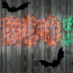 Hot 3 ft. Halloween BOO Lighted Sign Decoration with LED Lights Sign Decorations