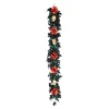 Sale 6 ft. Halloween Boo-tiful Garland with Orange Dahlia Flowers, White Skulls, LED Lights Garlands