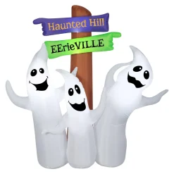 New 6 ft. Halloween Ghost Trio and Signpost Decoration Inflatable Decorations