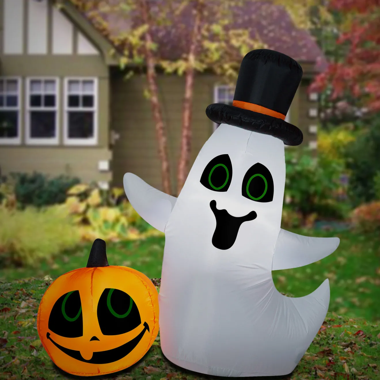 Sale 4 ft. Halloween Ghost with Pumpkin Small Scene Inflatable Decoration Inflatable Decorations