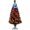 Best 4 ft. Halloween Pre-Lit Black Tree with Fiber Optic, Candy Corn LED Light Trees