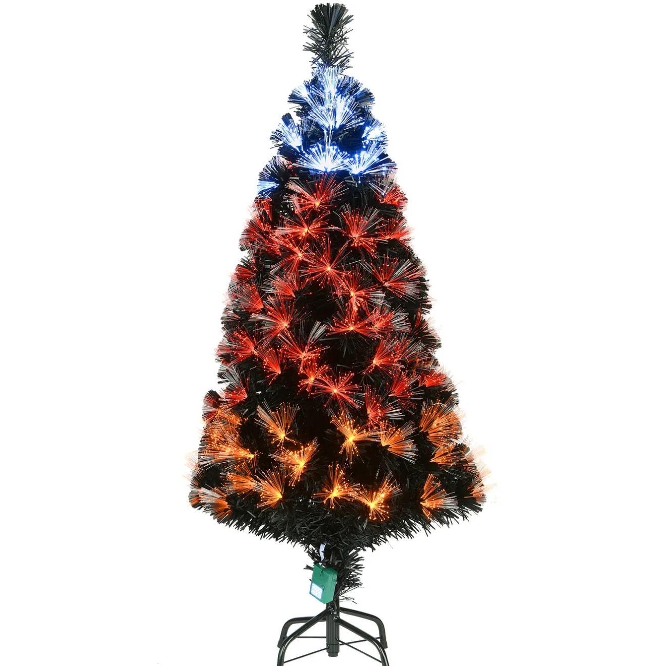 Best 4 ft. Halloween Pre-Lit Black Tree with Fiber Optic, Candy Corn LED Light Trees