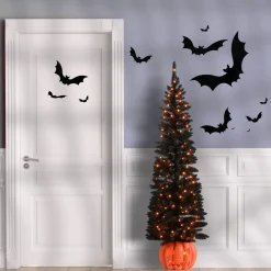 Outlet 6 ft Halloween Pre-Lit Black Tree with LED Lights, Pumpkin Base Trees