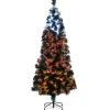 Discount 6 ft. Halloween Pre-Lit Black Tree with Fiber Optic, Candy Corn LED Lights Trees