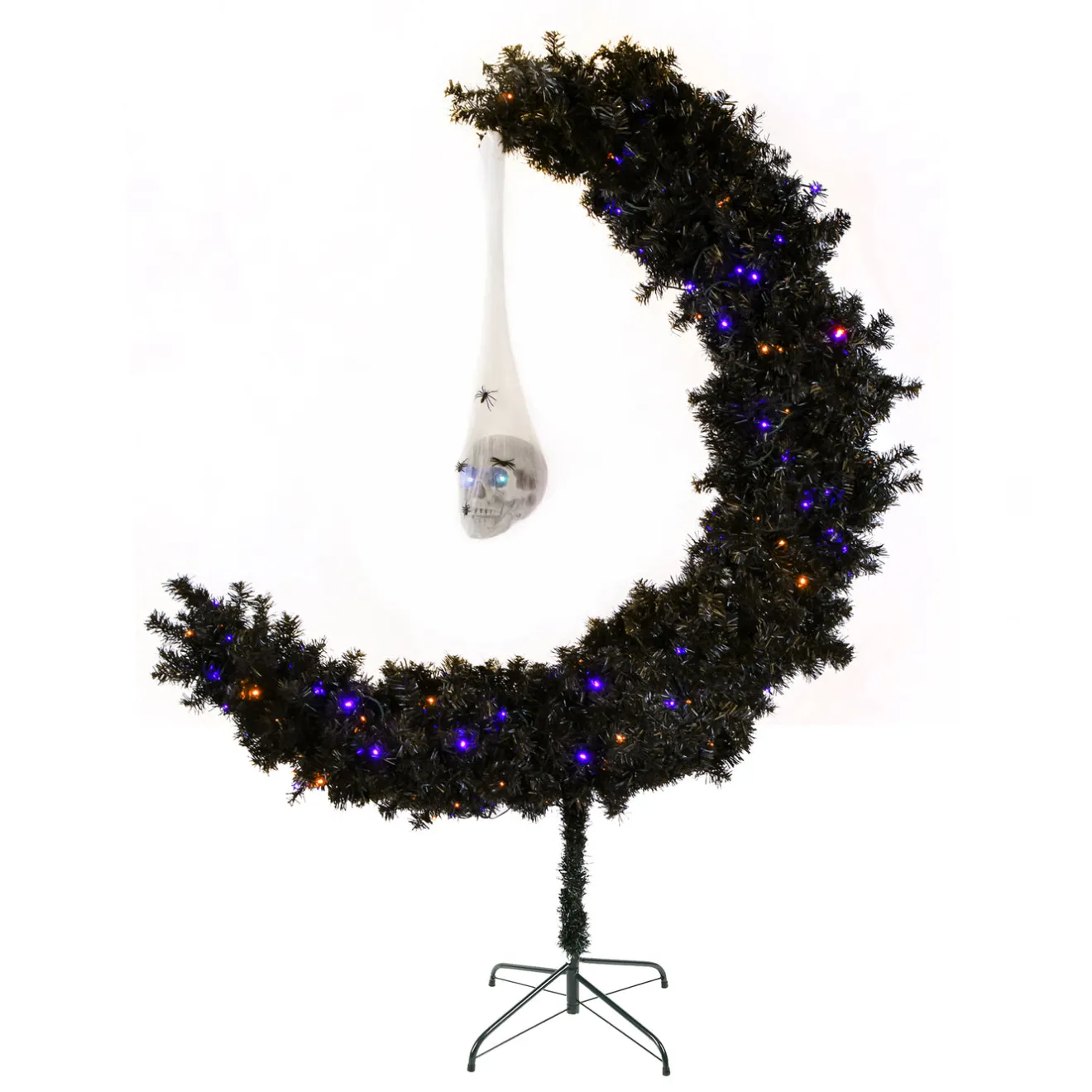Best 6 ft. Halloween Pre-Lit Moon Shaped Tree Decoration with LED Lights Indoor Decorations