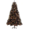 7 ft. Halloween Pre-Lit North Valley Spruce Full Black Tree with White Lights Trees