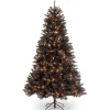 Hot 6. ft. Halloween Pre-Lit North Valley Spruce Full Black Tree with White Lights Trees