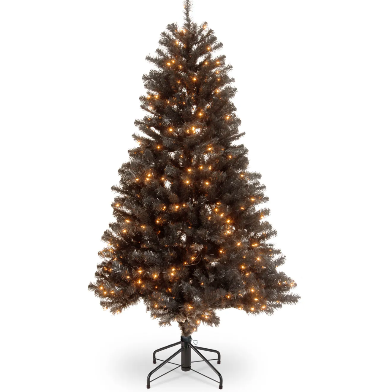 Sale 4.5 ft. Halloween Pre-Lit North Valley Spruce Full Black Christmas Tree with White Lights Trees