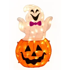 Online 2 ft. Halloween Pre-Lit Pumpkin and Ghost Lawn Decoration with LED Lights Outdoor Decorations