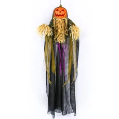 Best 6 ft. Halloween Pre-Lit Sound Activated Animated Hanging Scarecrow with LED Lights Animated Decorations