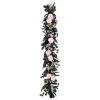 Online 6 ft. Halloween Pretty Morbid Pink Carnation Wreath with Silver Pumpkins Garlands