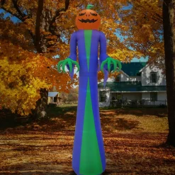 12 ft. Halloween Pumpkin Ghost Inflatable Decoration with LED lights Inflatable Decorations
