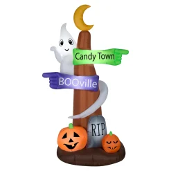 New 8 ft. Halloween Signpost and Ghost Inflatable Decoration Inflatable Decorations