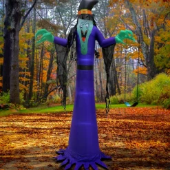 Online 12 ft. Halloween Witch Inflatable Decoration with LED Lights Inflatable Decorations