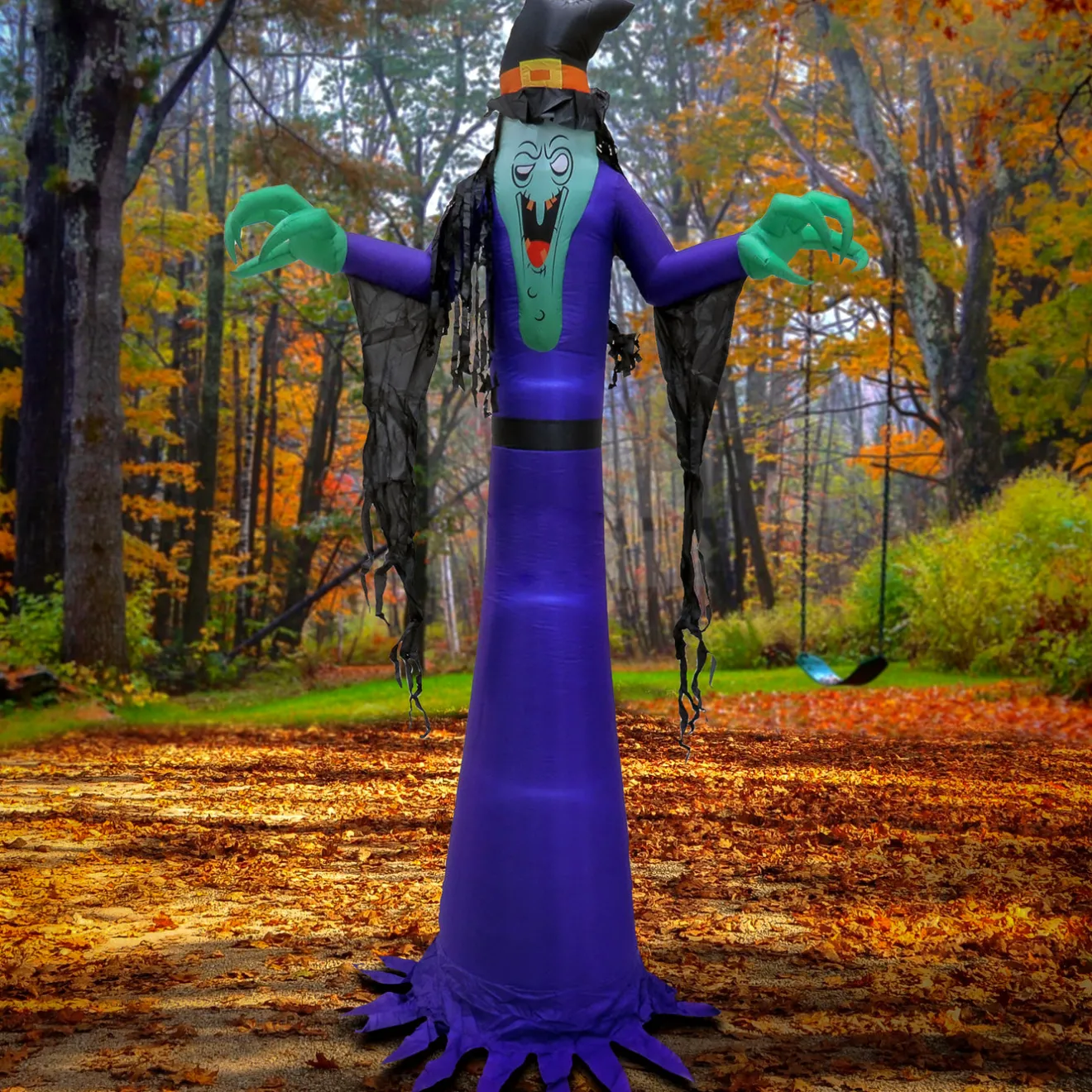 Online 12 ft. Halloween Witch Inflatable Decoration with LED Lights Inflatable Decorations
