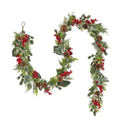 9 ft. HGTV Home Collection Berries and Greenery Garland Unlit Christmas Garlands|7-10 Feet Christmas Garlands