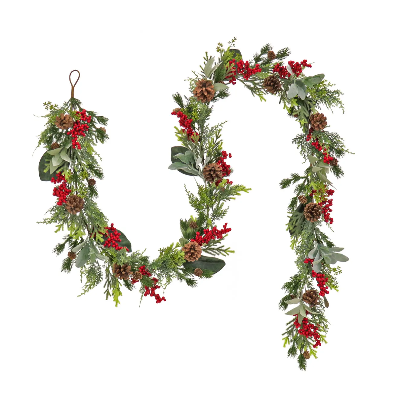9 ft. HGTV Home Collection Berries and Greenery Garland Unlit Christmas Garlands|7-10 Feet Christmas Garlands