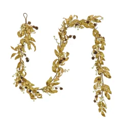 Discount 9 ft. HGTV Home Collection Metallic Gold Laurel Garland Unlit Christmas Garlands|7-10 Feet Christmas Garlands