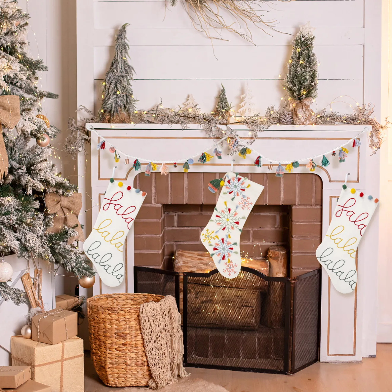 Outlet 6 ft. HGTV Home Collection Multicolor Boho Garland Unlit Christmas Garlands|3-6 Feet Christmas Garlands