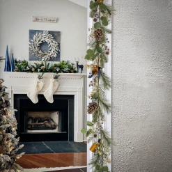 Outlet 9 ft. HGTV Home Collection Swiss Chic Garland Unlit Christmas Garlands|7-10 Feet Christmas Garlands