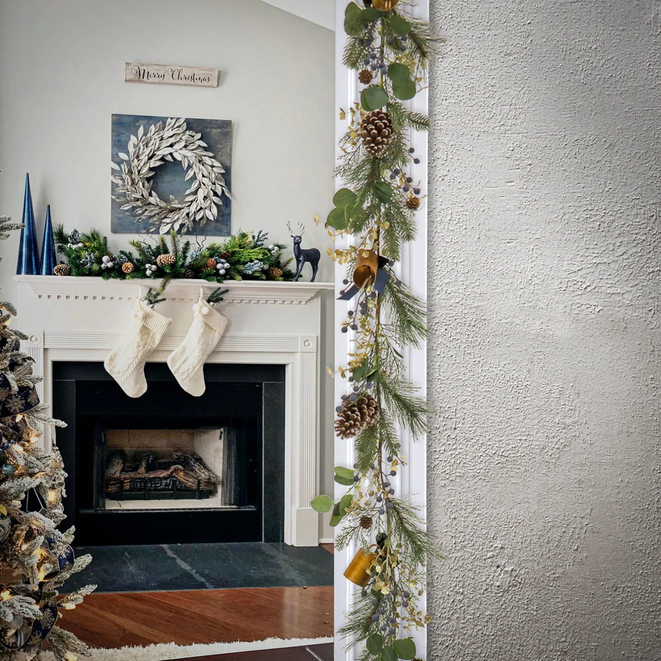 Outlet 9 ft. HGTV Home Collection Swiss Chic Garland Unlit Christmas Garlands|7-10 Feet Christmas Garlands