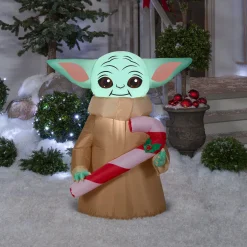 Best 3.5 ft. Inflatable Baby Yoda with LED Lights Inflatable Decorations
