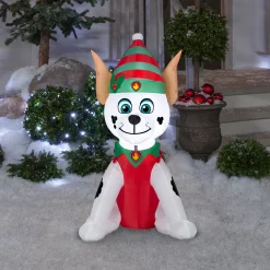 Hot 3.5 ft. Inflatable Elf Paw Patrol Marshall Dalmatian with LED Lights Inflatable Decorations
