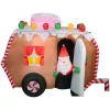 Discount 7.5 ft. Inflatable Gingerbread Trailer with Santa with LED Lights Inflatable Decorations