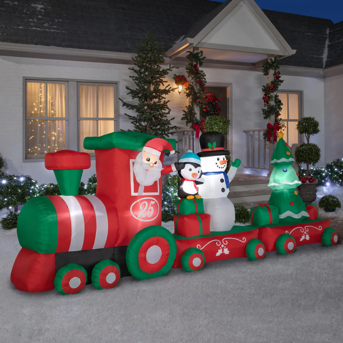 16 ft. Inflatable Holiday Train with LED Lights Inflatable Decorations