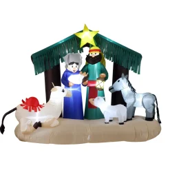 Outlet 6.5 ft Inflatable Nativity Scene with LED Lights Inflatable Decorations