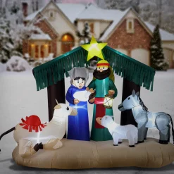 Outlet 6.5 ft Inflatable Nativity Scene with LED Lights Inflatable Decorations