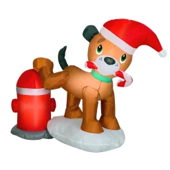 Online 4 ft. Inflatable Puppy Dog and Fire Hydrant with LED Lights Inflatable Decorations