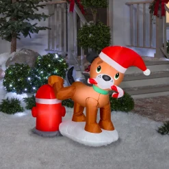 Online 4 ft. Inflatable Puppy Dog and Fire Hydrant with LED Lights Inflatable Decorations