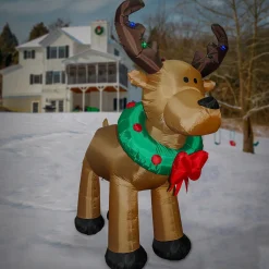 Hot 8 ft. Inflatable Reindeer with LED Lights Inflatable Decorations