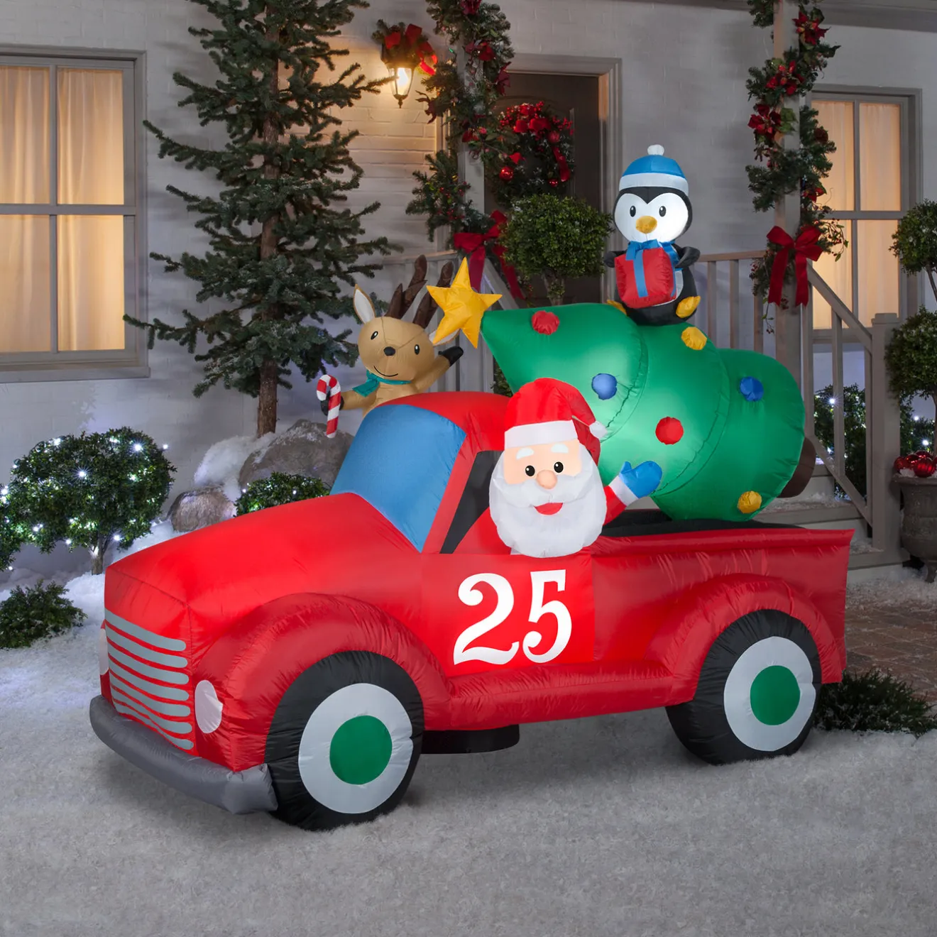 New 8 ft. Inflatable Santa in Vintage Pickup Truck with LED Lights Inflatable Decorations