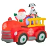 New 6 ft. Inflatable Santa in Vintage Firetruck with LED Lights Inflatable Decorations
