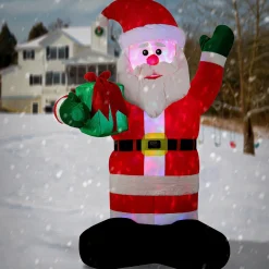 Sale 8 ft. Inflatable Santa with Gift with LED Lights Inflatable Decorations