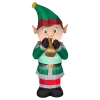 Hot 6 ft. Inflatable Trumpet Playing Elf with LED Lights Inflatable Decorations