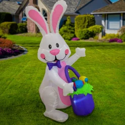 Hot 4 ft. Inflatable Waving Easter Bunny Decoration Inflatable Decorations