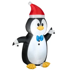 Clearance 4 ft. Inflatable Waving Penguin with LED Lights Inflatable Decorations