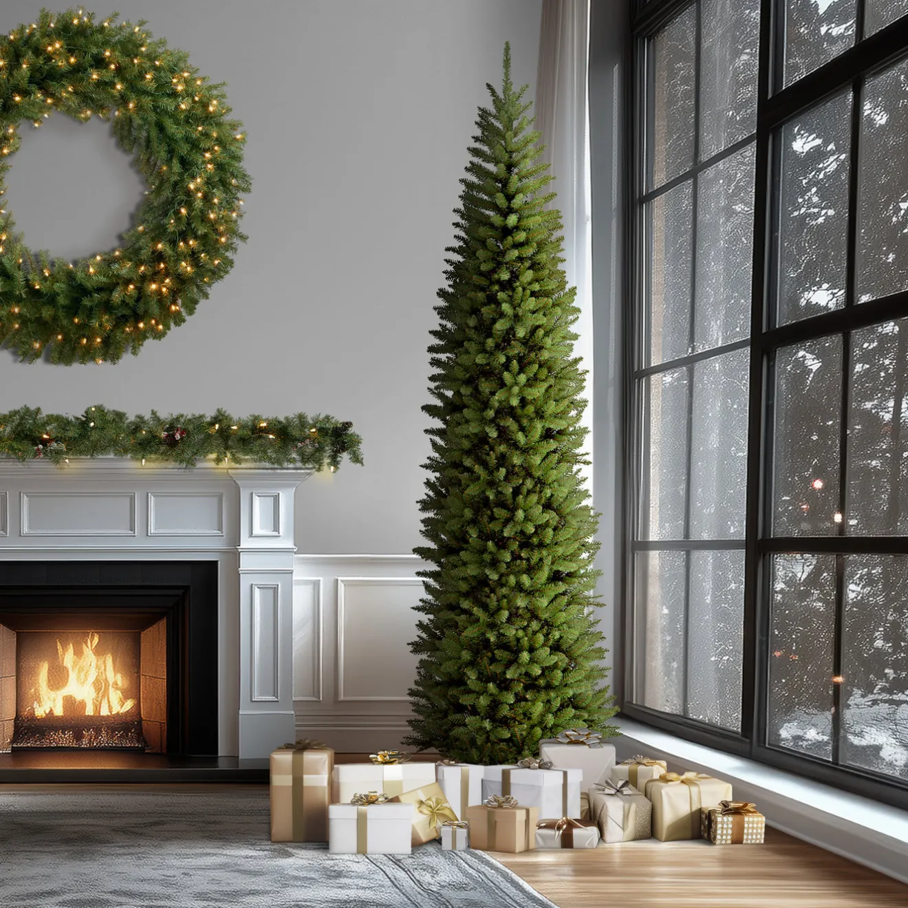 New 12 ft. Kingswood Fir Pencil Slim Tree Pencil Slim|Unlit